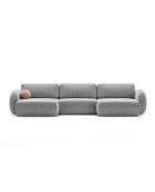 Canapé d'angle reversible avec coffre de rangement convertible Tonale 5 places gris clair - 362x149x88 cm