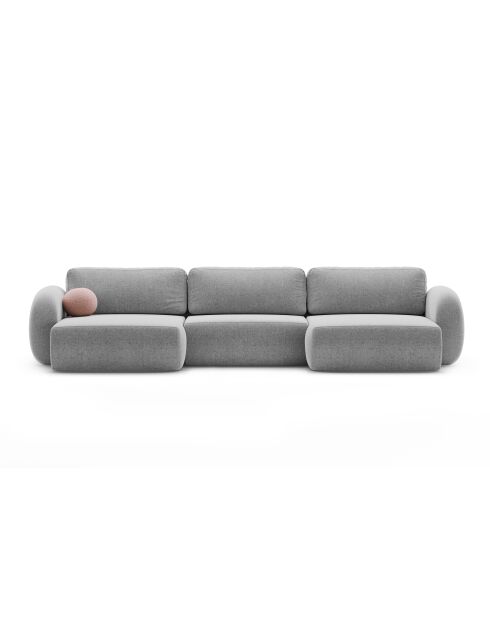 Canapé d'angle reversible avec coffre de rangement convertible Tonale 5 places gris clair - 362x149x88 cm