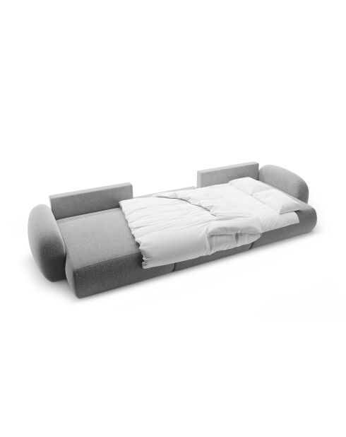 Canapé d'angle reversible avec coffre de rangement convertible Tonale 5 places gris clair - 362x149x88 cm