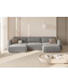 Canapé d'angle reversible avec coffre de rangement convertible Tonale 5 places gris clair - 362x149x88 cm