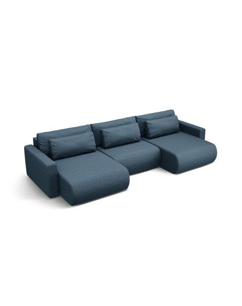 Canapé d'angle reversible avec coffre de rangement convertible Belfast 4 places bleu - 340x149x84 cm