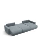 Canapé panoramique convertible avec coffre de rangement velours Belfast 4 places bleu gris - 340x149x84 cm