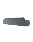 Canapé panoramique convertible avec coffre de rangement velours Belfast 4 places bleu gris - 340x149x84 cm