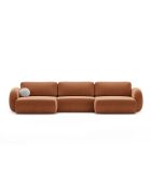 Canapé d'angle reversible avec coffre de rangement convertible Tonale 5 places brique - 362x149x88 cm