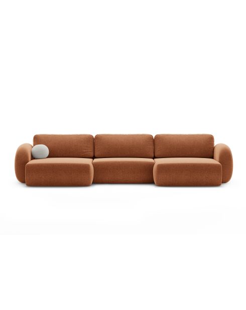 Canapé d'angle reversible avec coffre de rangement convertible Tonale 5 places brique - 362x149x88 cm