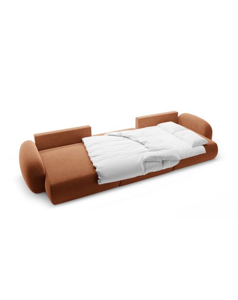 Canapé d'angle reversible avec coffre de rangement convertible Tonale 5 places brique - 362x149x88 cm