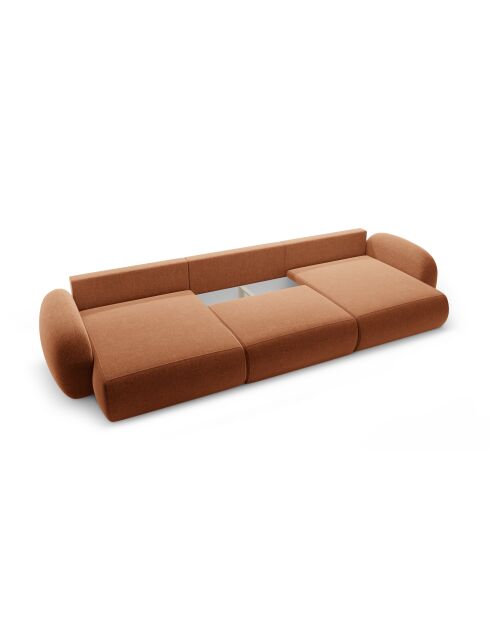 Canapé d'angle reversible avec coffre de rangement convertible Tonale 5 places brique - 362x149x88 cm
