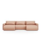 Canapé d'angle reversible avec coffre de rangement convertible Belfast 4 places pêche - 340x149x84 cm
