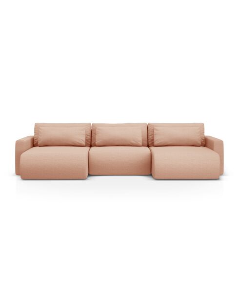 Canapé d'angle reversible avec coffre de rangement convertible Belfast 4 places pêche - 340x149x84 cm