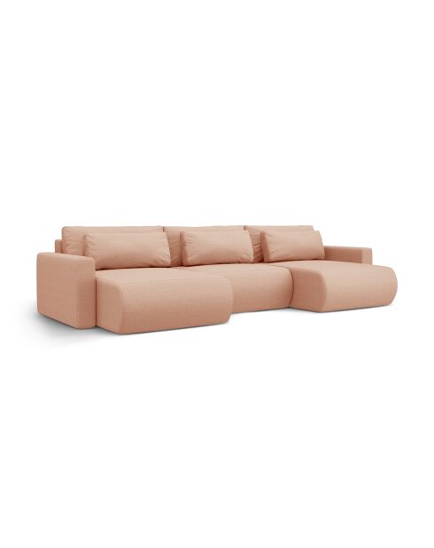Canapé d'angle reversible avec coffre de rangement convertible Belfast 4 places pêche - 340x149x84 cm