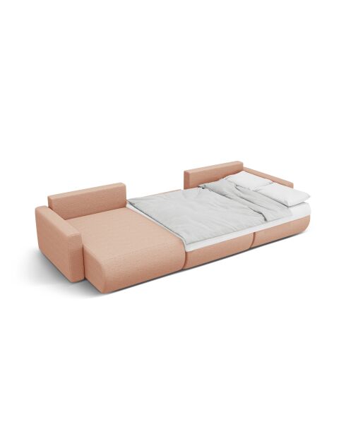 Canapé d'angle reversible avec coffre de rangement convertible Belfast 4 places pêche - 340x149x84 cm