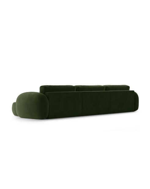 Canapé panoramique convertible avec coffre de rangement velours Tonale 5 places vert de l'armée - 362x149x88 cm