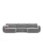 Canapé panoramique convertible avec coffre de rangement velours Tonale 5 places gris foncé - 362x149x88 cm