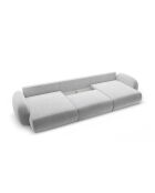 Canapé panoramique convertible avec coffre de rangement velours Tonale 5 places gris - 362x149x88 cm