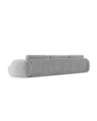 Canapé panoramique convertible avec coffre de rangement velours Tonale 5 places gris - 362x149x88 cm
