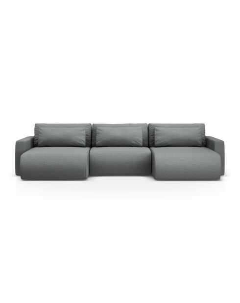 Canapé d'angle reversible avec coffre de rangement convertible Belfast 4 places gris - 340x149x84 cm