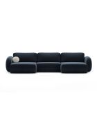 Canapé d'angle reversible avec coffre de rangement convertible Tonale 5 places bleu marine - 362x149x88 cm