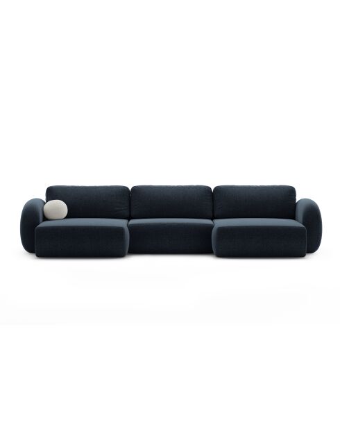 Canapé d'angle reversible avec coffre de rangement convertible Tonale 5 places bleu marine - 362x149x88 cm