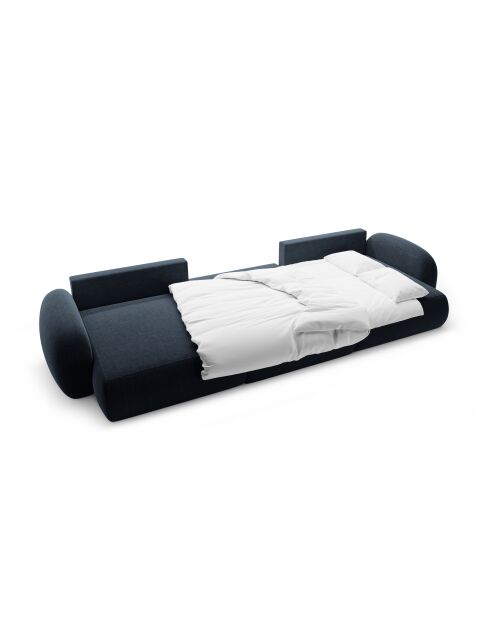 Canapé d'angle reversible avec coffre de rangement convertible Tonale 5 places bleu marine - 362x149x88 cm