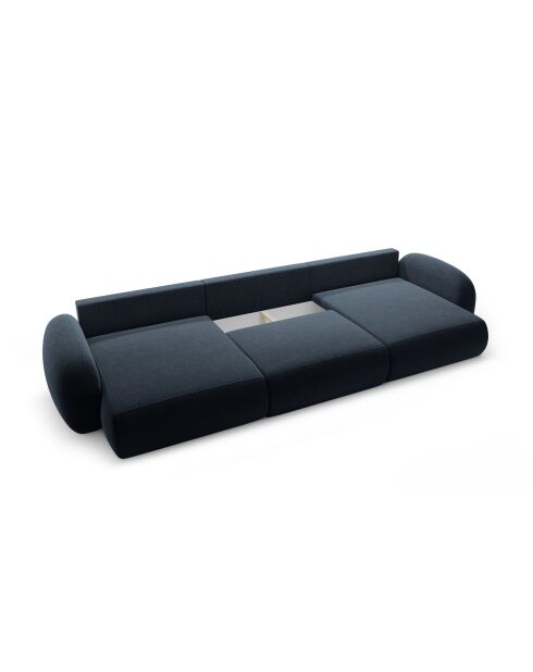 Canapé d'angle reversible avec coffre de rangement convertible Tonale 5 places bleu marine - 362x149x88 cm