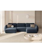 Canapé d'angle reversible avec coffre de rangement convertible Tonale 5 places bleu marine - 362x149x88 cm