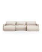 Canapé d'angle reversible avec coffre de rangement convertible Belfast 4 places beige - 340x149x84 cm