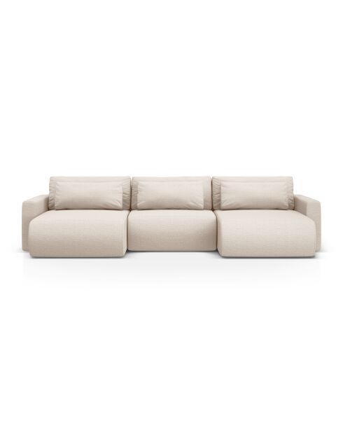 Canapé d'angle reversible avec coffre de rangement convertible Belfast 4 places beige - 340x149x84 cm