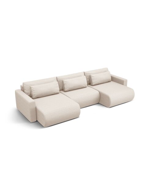 Canapé d'angle reversible avec coffre de rangement convertible Belfast 4 places beige - 340x149x84 cm