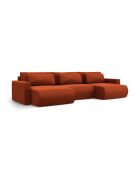 Canapé panoramique convertible avec coffre de rangement velours Belfast 4 places auburn - 340x149x84 cm