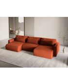Canapé panoramique convertible avec coffre de rangement velours Belfast 4 places auburn - 340x149x84 cm