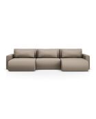 Canapé d'angle reversible avec coffre de rangement convertible Belfast 4 places beige foncé - 340x149x84 cm