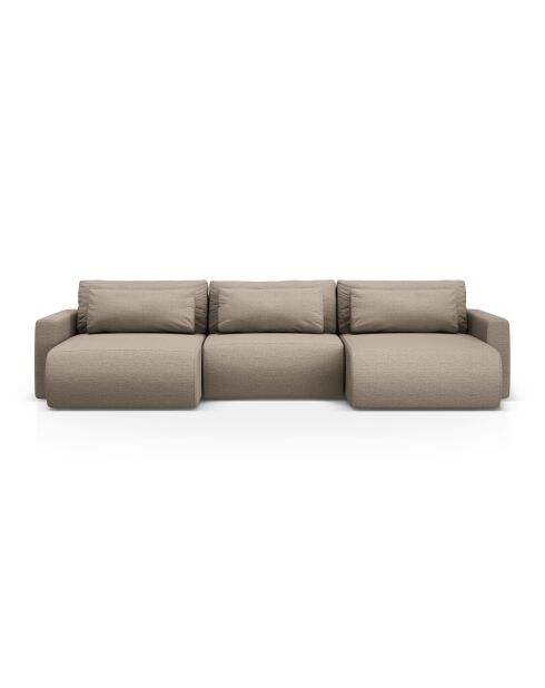 Canapé d'angle reversible avec coffre de rangement convertible Belfast 4 places beige foncé - 340x149x84 cm