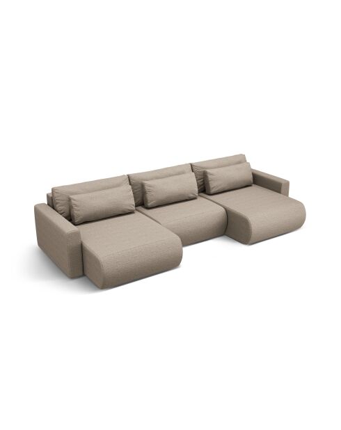 Canapé d'angle reversible avec coffre de rangement convertible Belfast 4 places beige foncé - 340x149x84 cm
