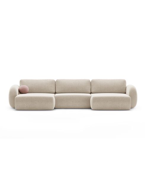 Canapé d'angle reversible avec coffre de rangement convertible Tonale 5 places beige foncé - 362x149x88 cm