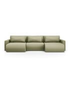 Canapé d'angle reversible avec coffre de rangement convertible Belfast 4 places olive - 340x149x84 cm