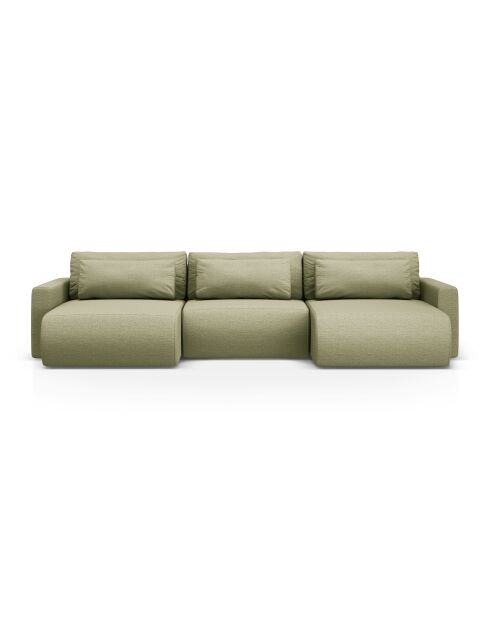 Canapé d'angle reversible avec coffre de rangement convertible Belfast 4 places olive - 340x149x84 cm