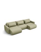 Canapé d'angle reversible avec coffre de rangement convertible Belfast 4 places olive - 340x149x84 cm