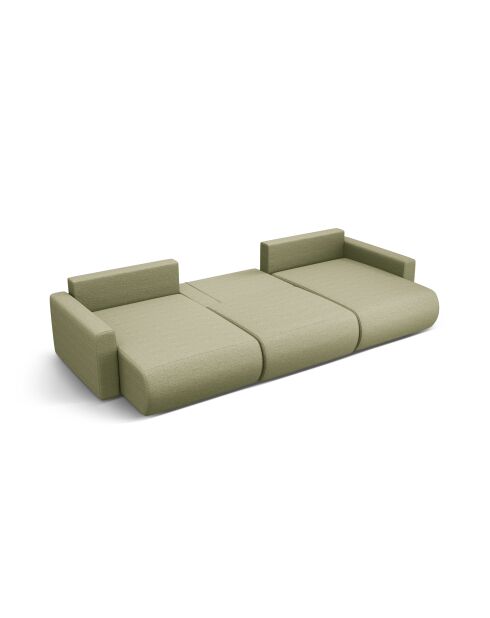 Canapé d'angle reversible avec coffre de rangement convertible Belfast 4 places olive - 340x149x84 cm