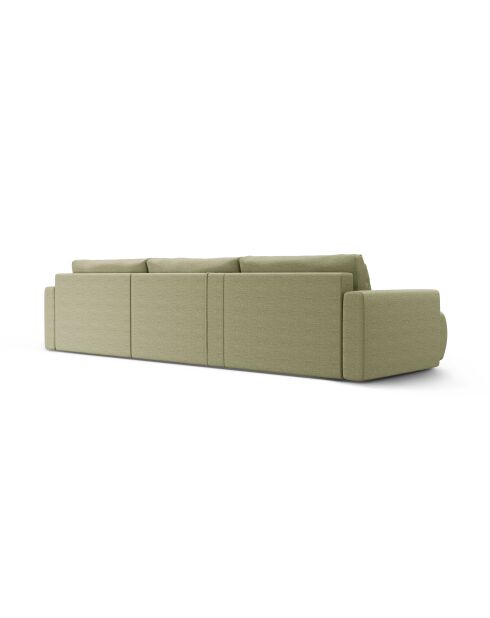 Canapé d'angle reversible avec coffre de rangement convertible Belfast 4 places olive - 340x149x84 cm