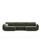 Canapé d'angle reversible avec coffre de rangement convertible Tonale 5 places vert - 362x149x88 cm