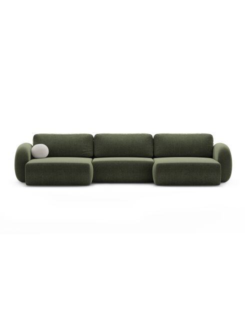 Canapé d'angle reversible avec coffre de rangement convertible Tonale 5 places vert - 362x149x88 cm