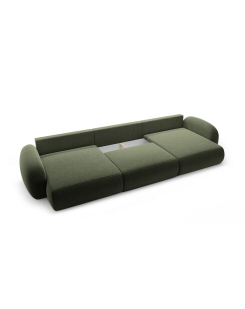 Canapé d'angle reversible avec coffre de rangement convertible Tonale 5 places vert - 362x149x88 cm
