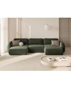 Canapé d'angle reversible avec coffre de rangement convertible Tonale 5 places vert - 362x149x88 cm