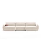 Canapé d'angle reversible avec coffre de rangement convertible Tonale 5 places beige clair - 362x149x88 cm