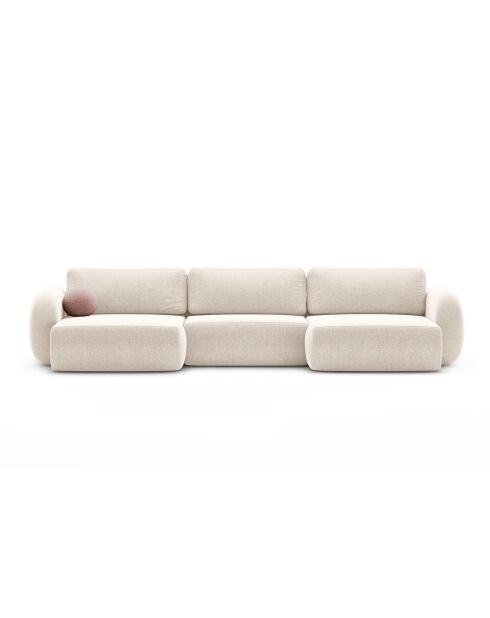Canapé d'angle reversible avec coffre de rangement convertible Tonale 5 places beige clair - 362x149x88 cm