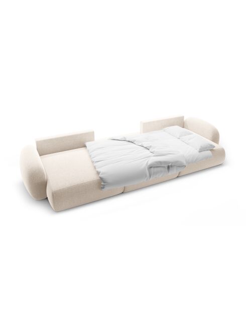 Canapé d'angle reversible avec coffre de rangement convertible Tonale 5 places beige clair - 362x149x88 cm