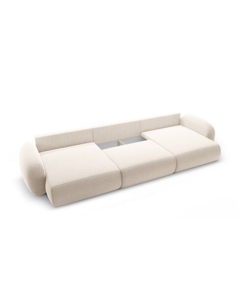 Canapé d'angle reversible avec coffre de rangement convertible Tonale 5 places beige clair - 362x149x88 cm