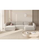 Canapé d'angle reversible avec coffre de rangement convertible Tonale 5 places beige clair - 362x149x88 cm