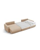 Canapé panoramique convertible avec coffre de rangement velours Belfast 4 places amande beige - 340x149x84 cm