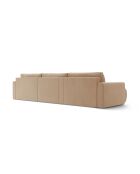 Canapé panoramique convertible avec coffre de rangement velours Belfast 4 places amande beige - 340x149x84 cm